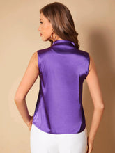 Solid V Neck Satin Blouse